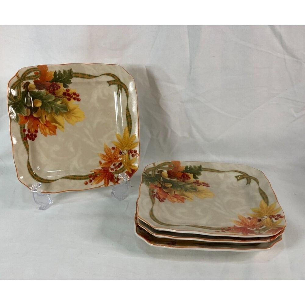222 Fifth Autumn Celebration Appetizer Plates - Set of 4